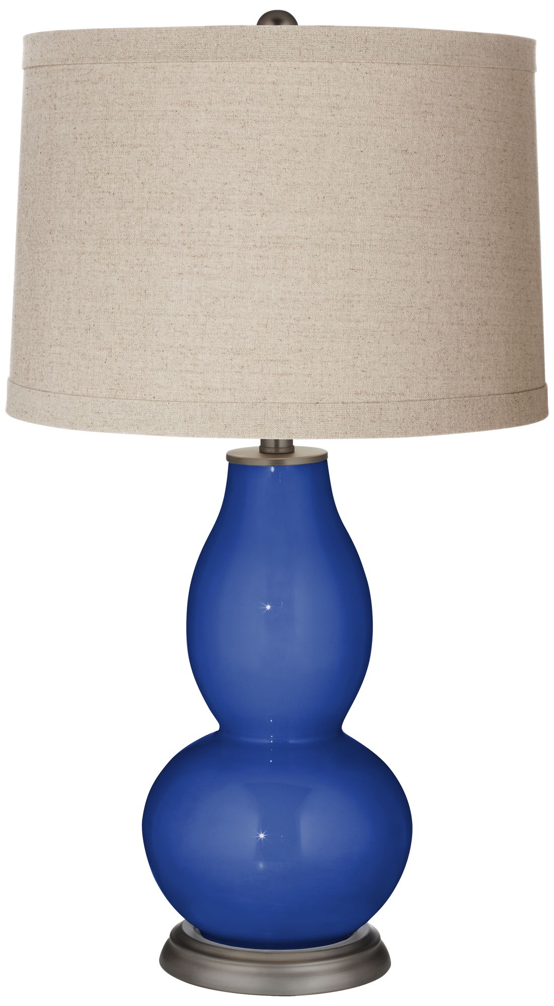 Image Color Plus Double Gourd 28 3/4" Linen Shade Dazzling Blue Table Lamp