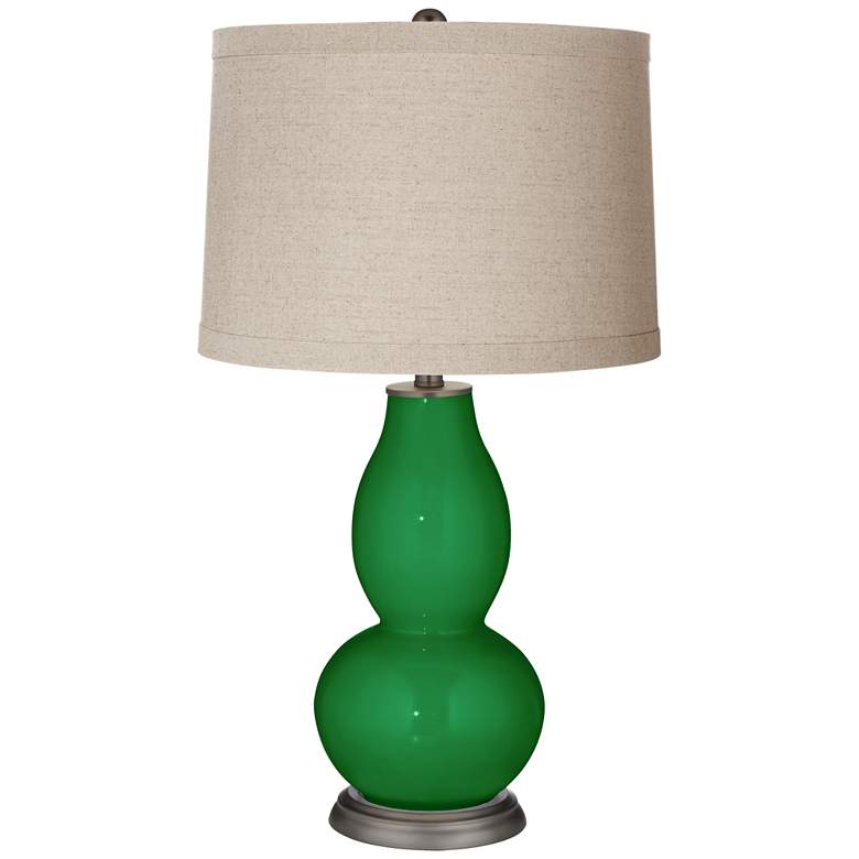 Image 1 Color Plus Double Gourd 28 3/4" Linen Shade Envy Green Table Lamp