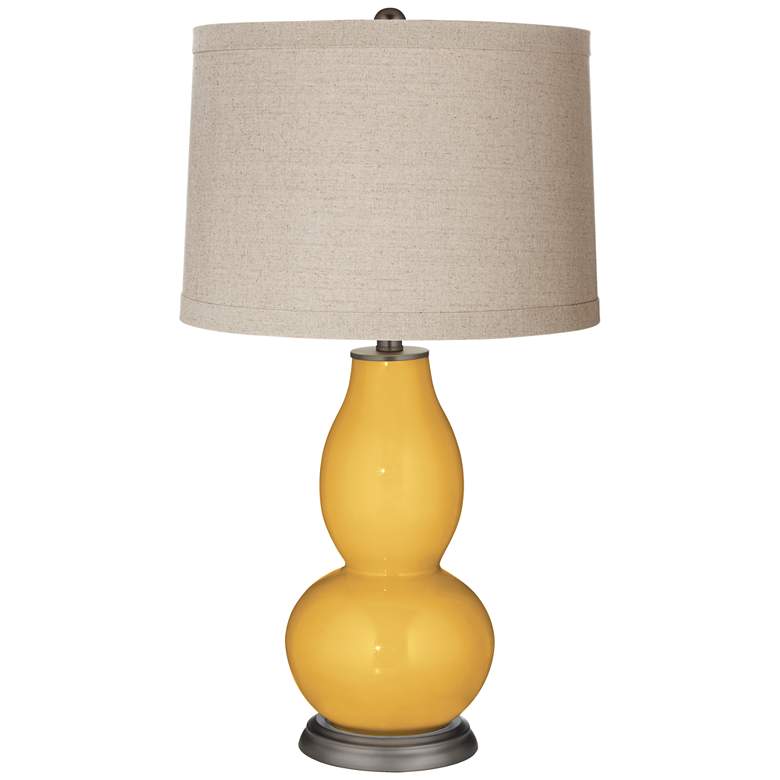 Image 1 Color Plus Double Gourd 28 3/4" Linen Shade Goldenrod Yellow Lamp