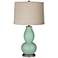 Color Plus Double Gourd 28 3/4" Linen Shade Grayed Jade Green Lamp