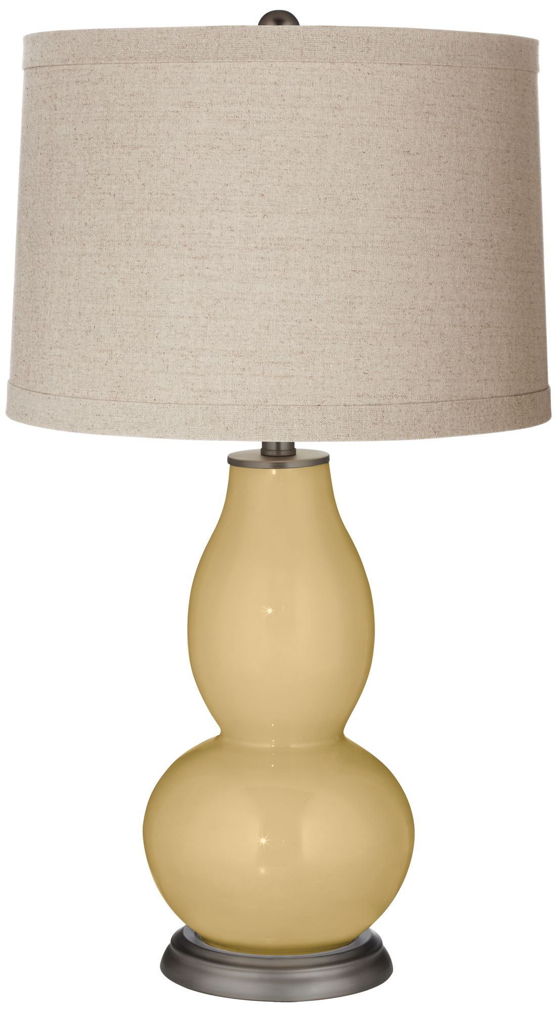 Image Color Plus Double Gourd 28 3/4" Linen Shade Humble Gold Table Lamp