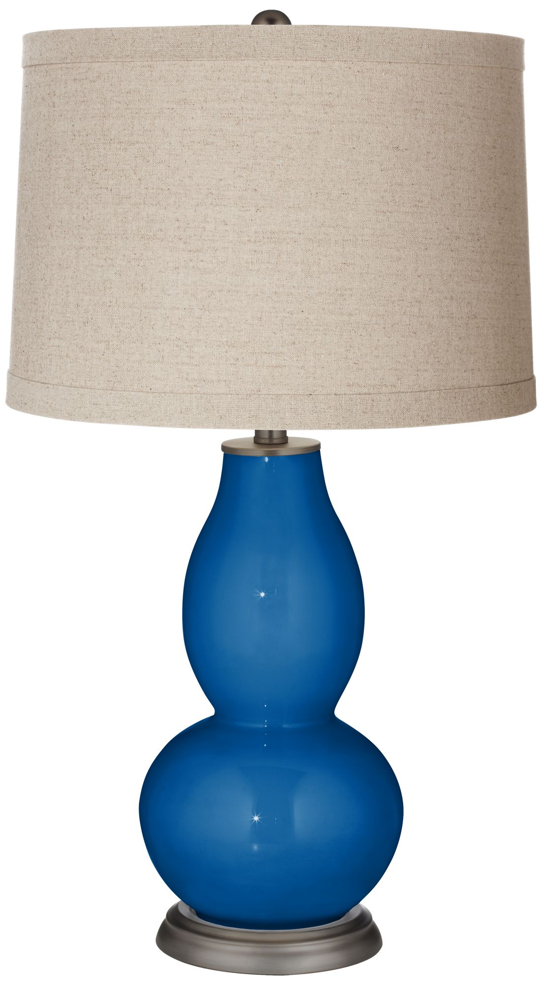 Image Color Plus Double Gourd 28 3/4" Linen Shade Hyper Blue Table Lamp