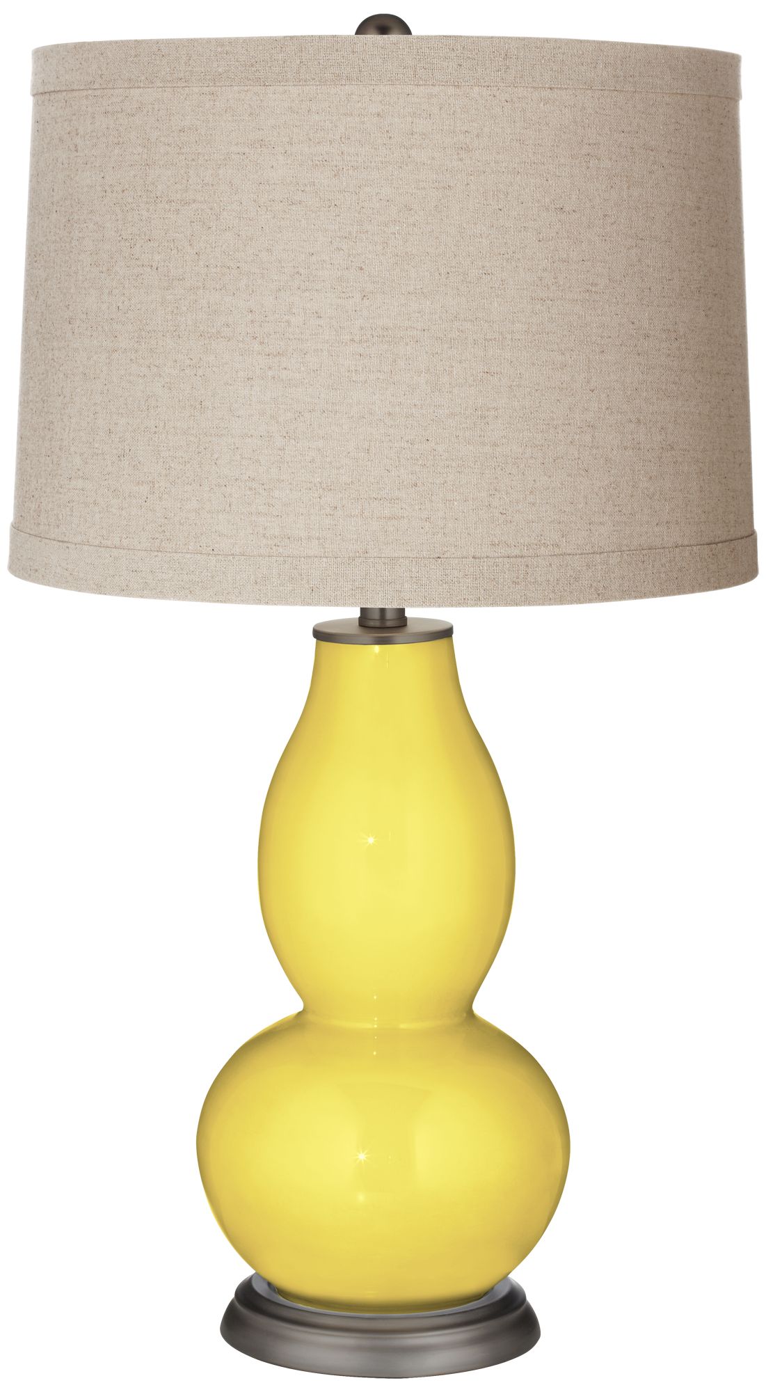 Image Color Plus Double Gourd 28 3/4" Linen Shade Lemon Twist Yellow Lamp