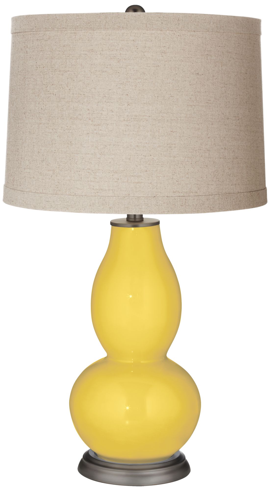Image Color Plus Double Gourd 28 3/4" Linen Shade Lemon Zest Yellow Lamp