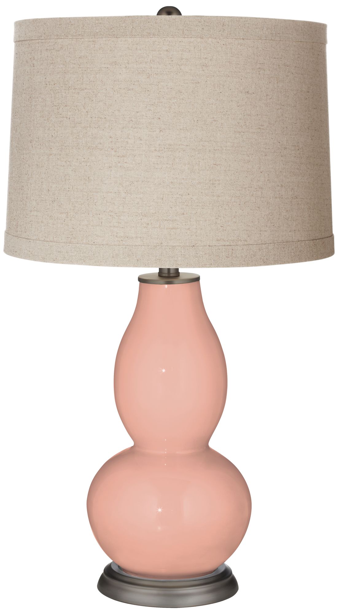 Image Color Plus Double Gourd 28 3/4" Linen Shade Mellow Coral Table Lamp