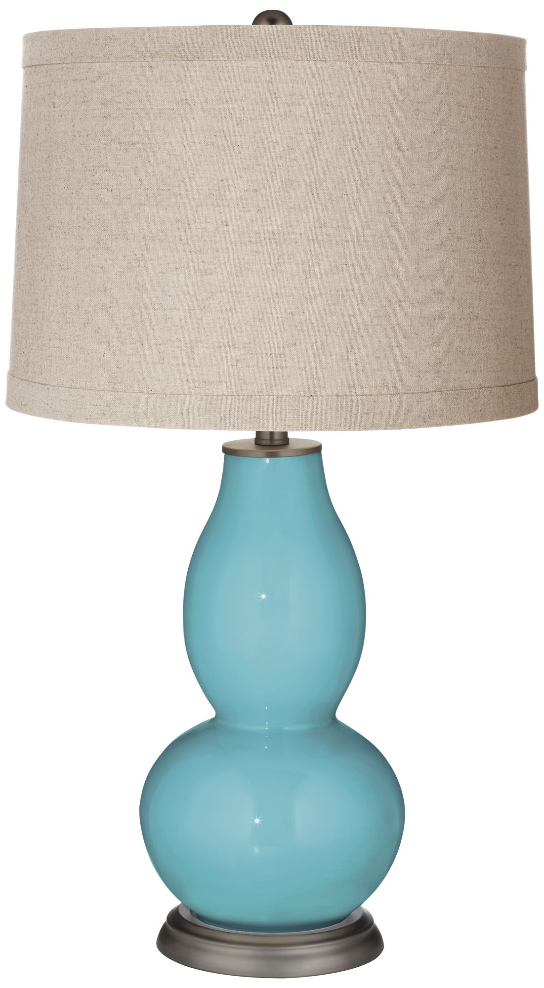 Image Color Plus Double Gourd 28 3/4" Linen Shade Nautilus Blue Table Lamp