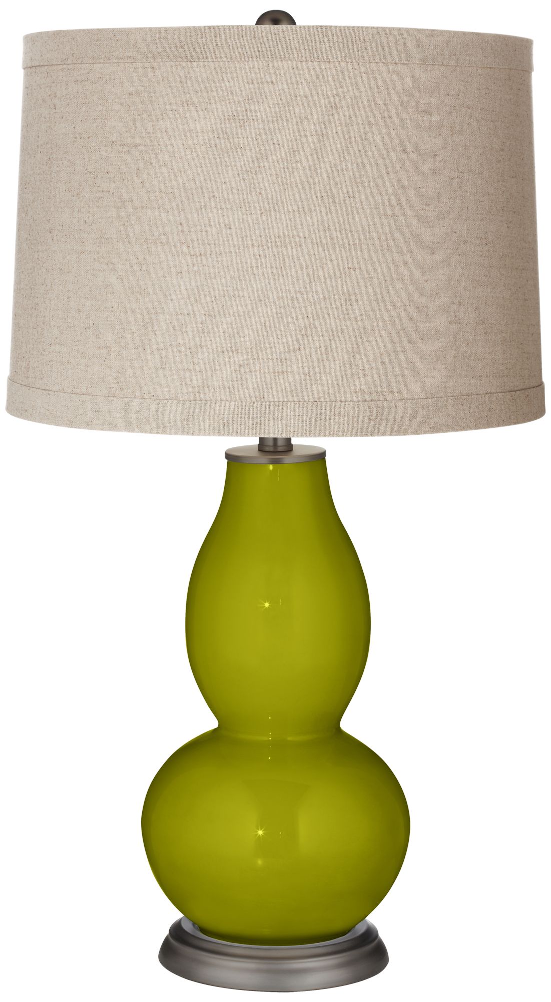 Image Color Plus Double Gourd 28 3/4" Linen Shade Olive Green Table Lamp