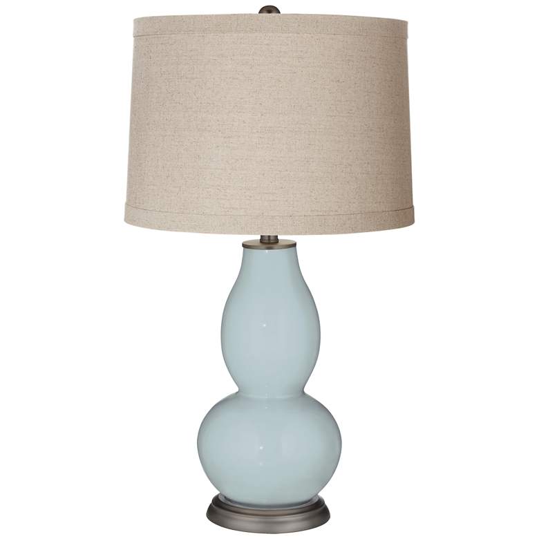 Image 1 Color Plus Double Gourd 28 3/4" Linen Shade Rain Blue Table Lamp