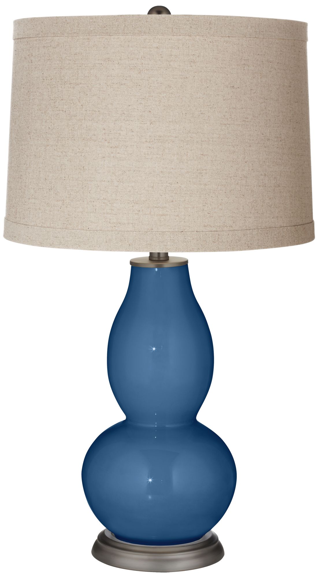 Image Color Plus Double Gourd 28 3/4" Linen Shade Regatta Blue Table Lamp