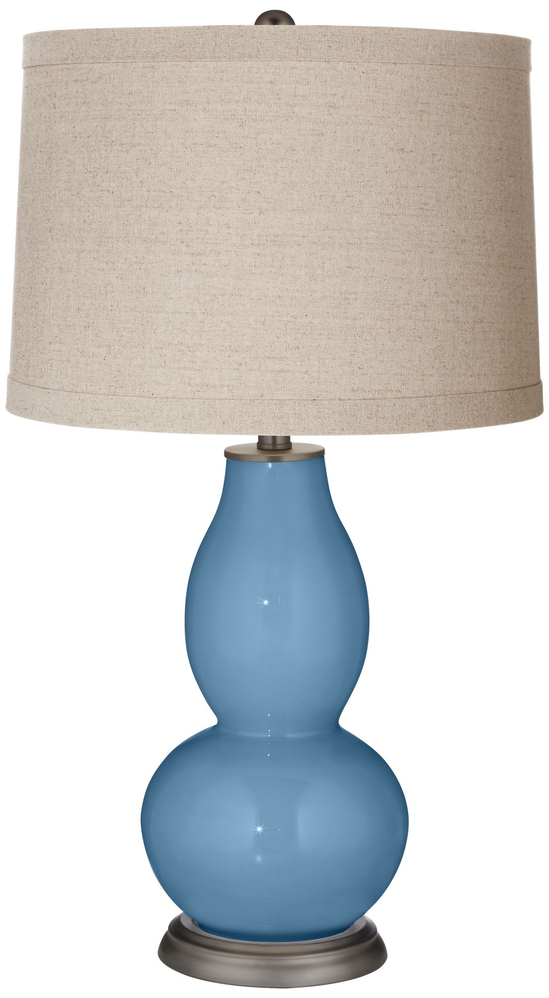 Image Color Plus Double Gourd 28 3/4" Linen Shade Secure Blue Table Lamp