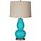 Color Plus Double Gourd 28 3/4" Linen Shade Surfer Blue Table Lamp