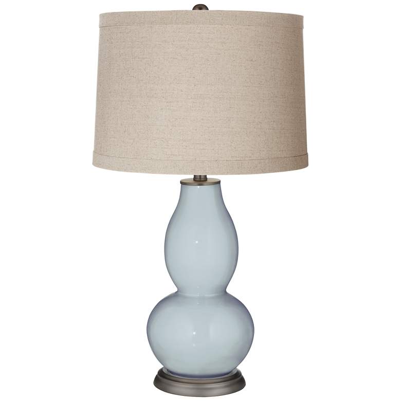 Image 1 Color Plus Double Gourd 28 3/4" Linen Shade Take Five Blue Table Lamp