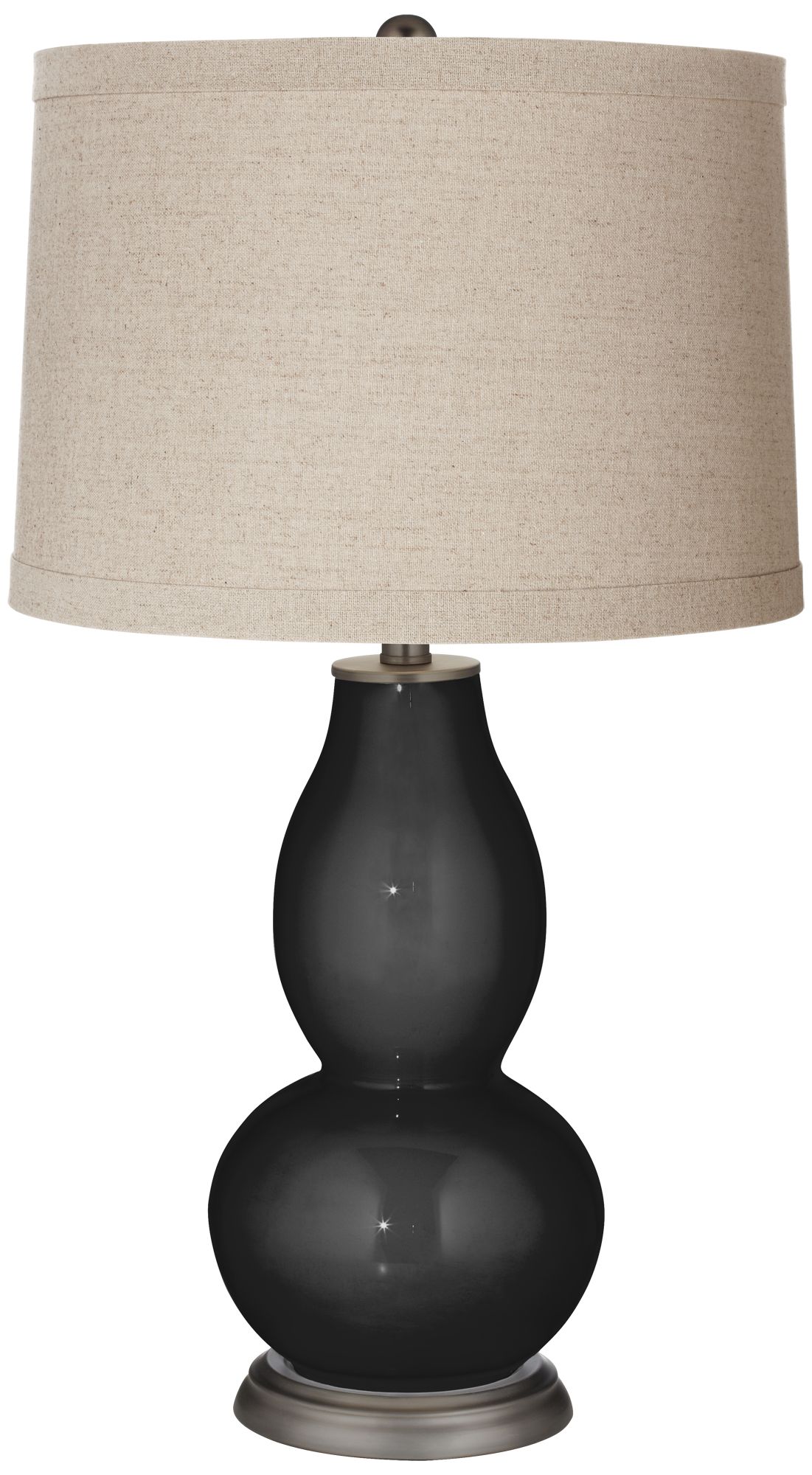 Image Color Plus Double Gourd 28 3/4" Linen Shade Tricorn Black Table Lamp