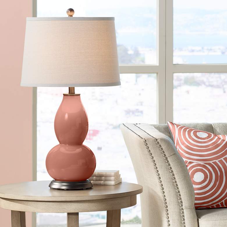 Image 1 Color Plus Double Gourd 28 3/4" Modern Rojo Dust Red Table Lamp