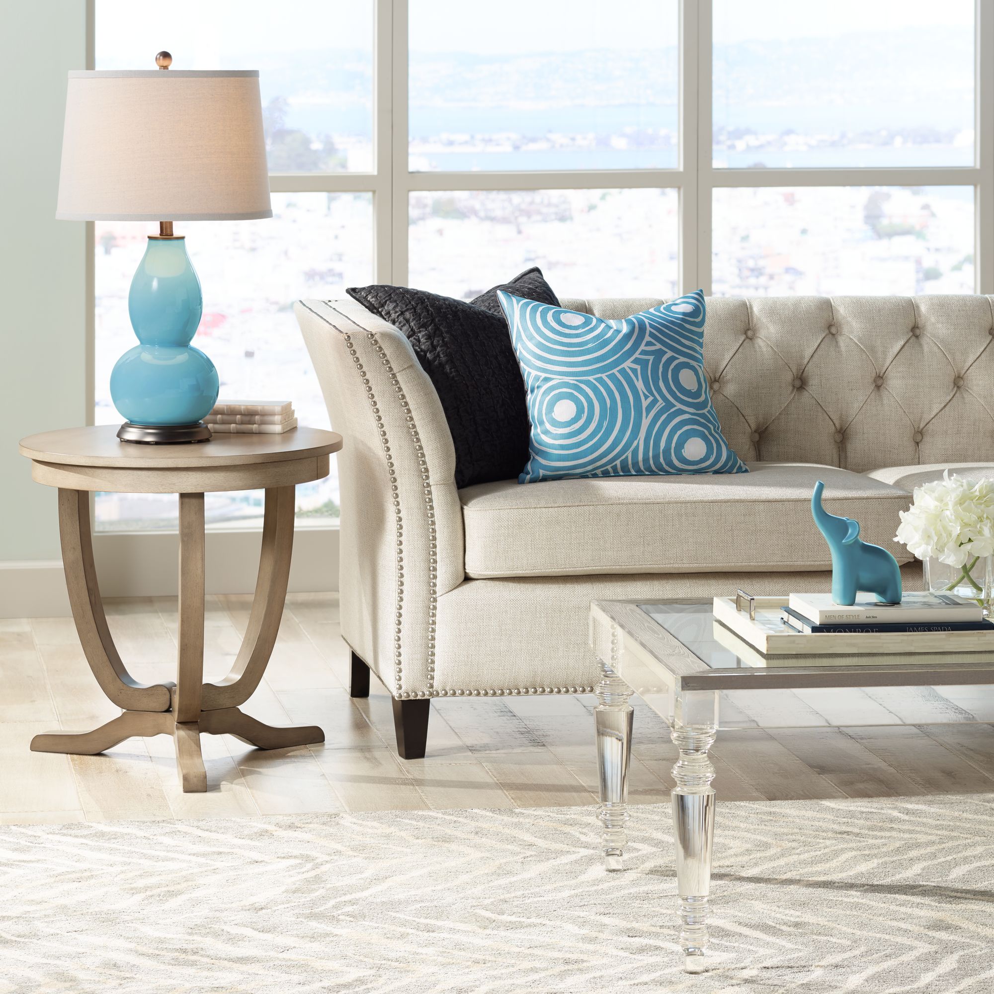 Image 3 Color Plus Double Gourd 28 3/4" Nautilus Blue Table Lamp more views