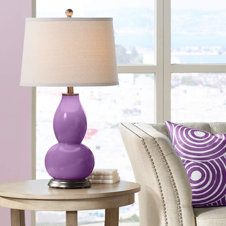Image 1 Color Plus Double Gourd 28 3/4" Passionate Purple Table Lamp