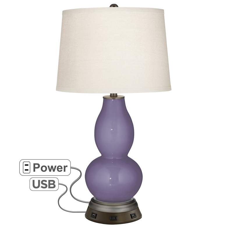 Image 1 Color Plus Double Gourd 28 3/4" Purple Haze Table Lamp with USB Base