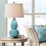 Color Plus Double Gourd 28 3/4" Reflecting Pool Blue Table Lamp in scene