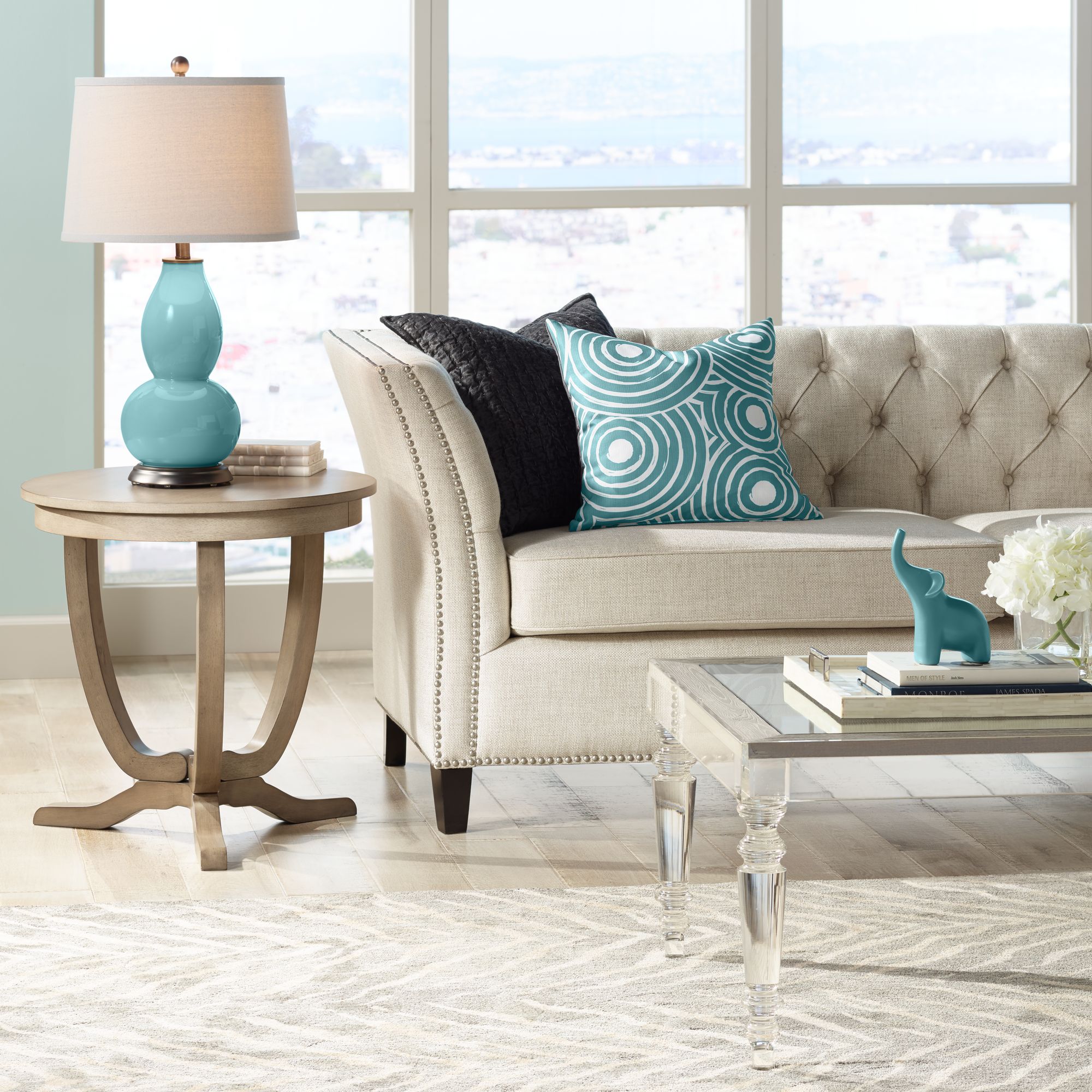 Image 4 Color Plus Double Gourd 28 3/4" Reflecting Pool Blue Table Lamp more views