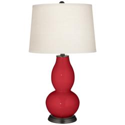 Color Plus Double Gourd 28 3/4&quot; Ribbon Red Table Lamp