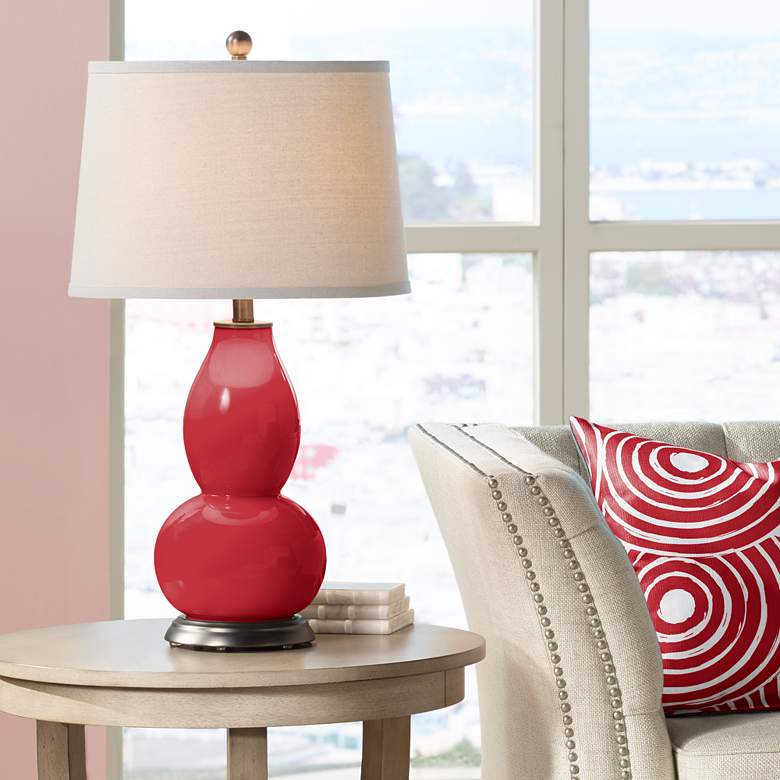 Image 1 Color Plus Double Gourd 28 3/4" Ribbon Red Table Lamp