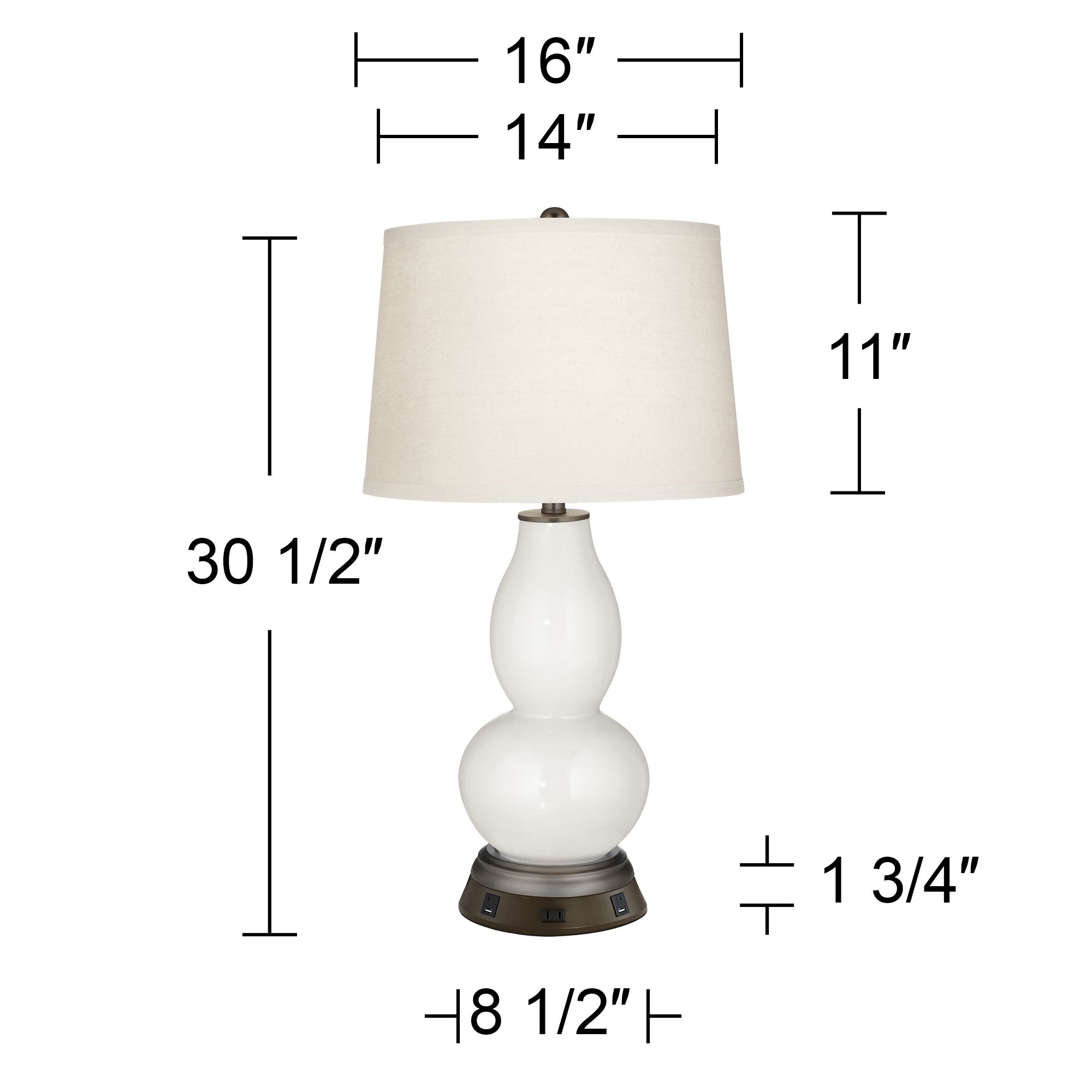 Image 6 Color Plus Double Gourd 28 3/4" Rose Pink Table Lamp with USB Base more views