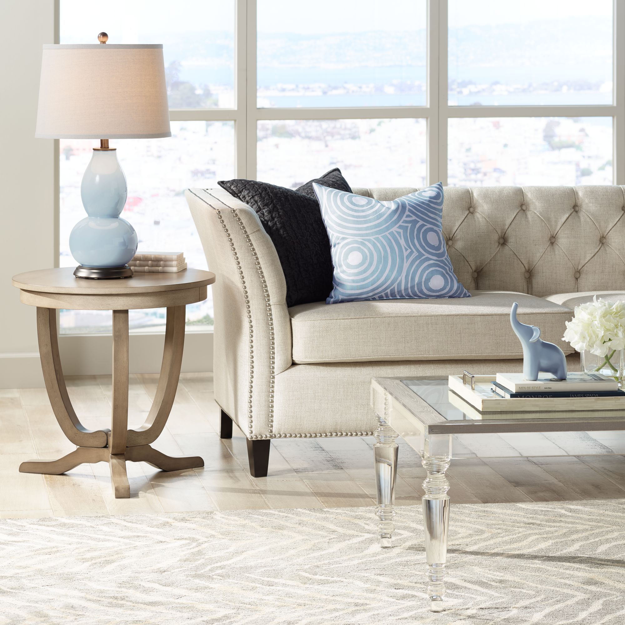 Image 3 Color Plus Double Gourd 28 3/4" Take Five Blue Table Lamp more views