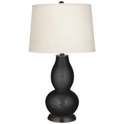 Color Plus Double Gourd 28 3/4&quot; Tricorn Black Glass Table Lamp