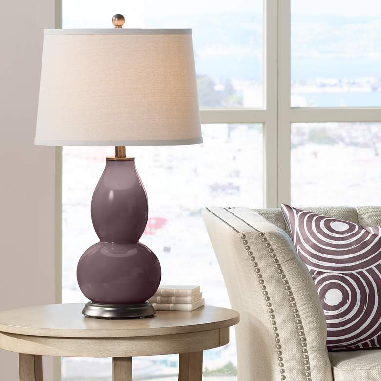 Image 1 Color Plus Double Gourd 28 3/4" Vine Lace Shade Poetry Plum Table Lamp
