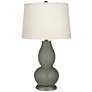 2_Color Plus Double Gourd 28 3/4" Vine Lace Trim Pewter Green Table Lamp
