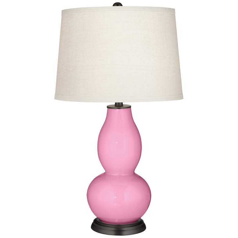 Image 2 Color Plus Double Gourd 28 3/4" White Shade and Candy Pink Table Lamp