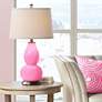 Color Plus Double Gourd 28 3/4" White Shade and Candy Pink Table Lamp