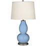 Color Plus Double Gourd 28 3/4" White Shade and Placid Blue Table Lamp
