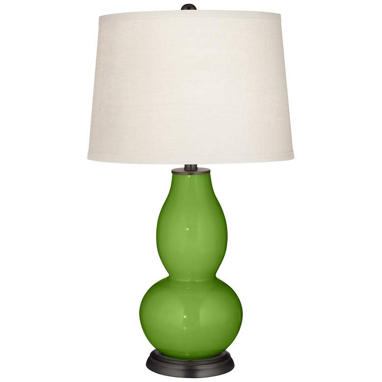Image 2 Color Plus Double Gourd 28 3/4 inch White Shade Rosemary Green Table Lamp