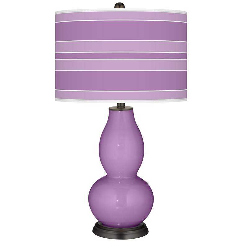 Image 1 Color Plus Double Gourd 29 1/2" Bold Stripe African Violet Table Lamp