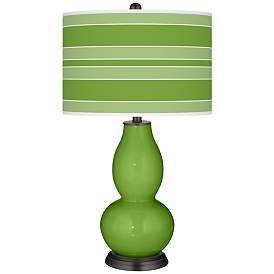 Image1 of Color Plus Double Gourd 29 1/2" Bold Stripe and Rosemary Green Lamp