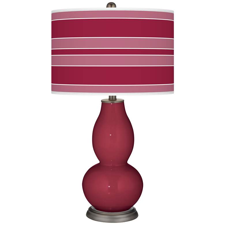 Image 1 Color Plus Double Gourd 29 1/2" Bold Stripe Antique Red Table Lamp