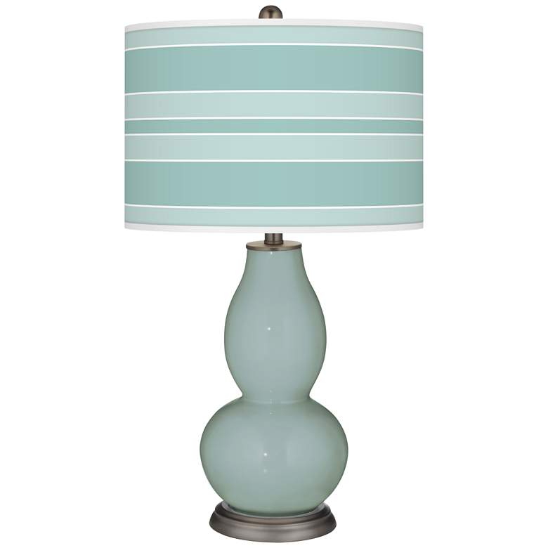 Image 1 Color Plus Double Gourd 29 1/2" Bold Stripe Aqua-Sphere Blue Lamp