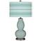 Color Plus Double Gourd 29 1/2" Bold Stripe Aqua-Sphere Blue Lamp