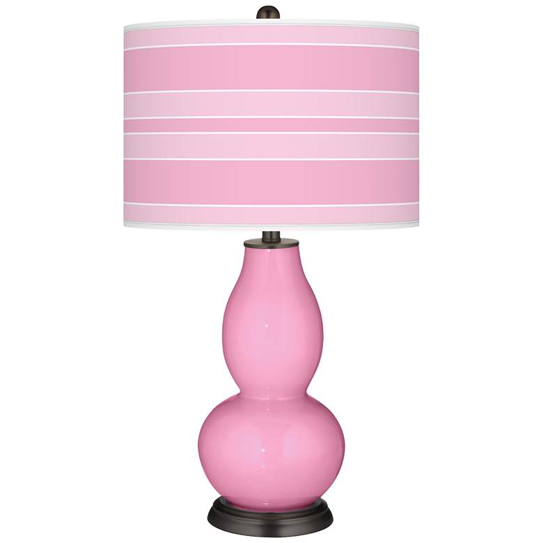 Image 1 Color Plus Double Gourd 29 1/2" Bold Stripe Candy Pink Table Lamp