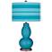 Color Plus Double Gourd 29 1/2" Bold Stripe Caribbean Sea Blue Lamp