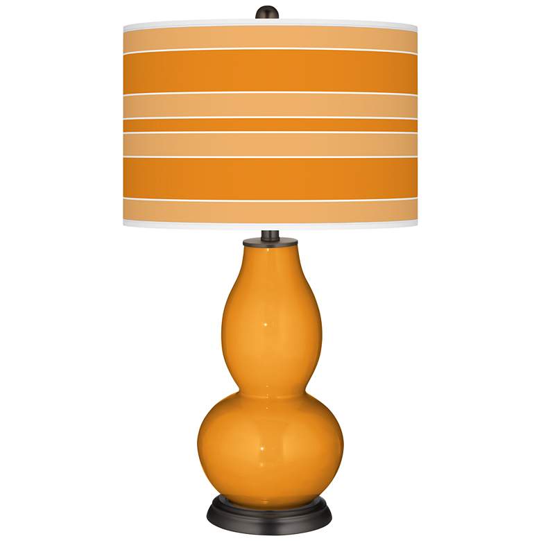 Image 1 Color Plus Double Gourd 29 1/2" Bold Stripe Carnival Orange Table Lamp