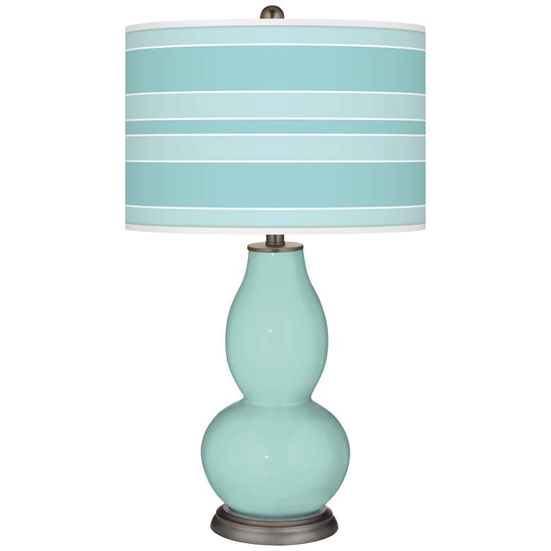 Image 1 Color Plus Double Gourd 29 1/2" Bold Stripe Cay Blue Table Lamp