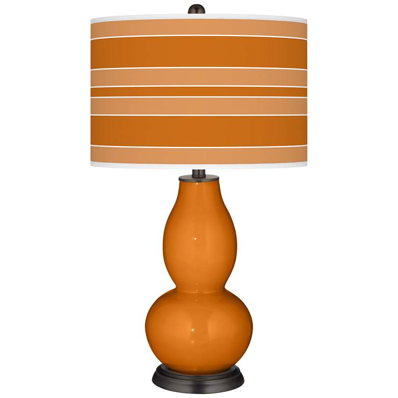 Image 1 Color Plus Double Gourd 29 1/2" Bold Stripe Cinnamon Spice Table Lamp