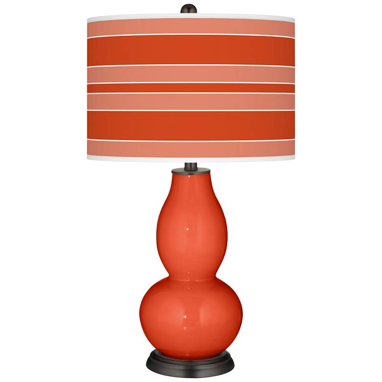 Image 1 Color Plus Double Gourd 29 1/2" Bold Stripe Daredevil Orange Lamp