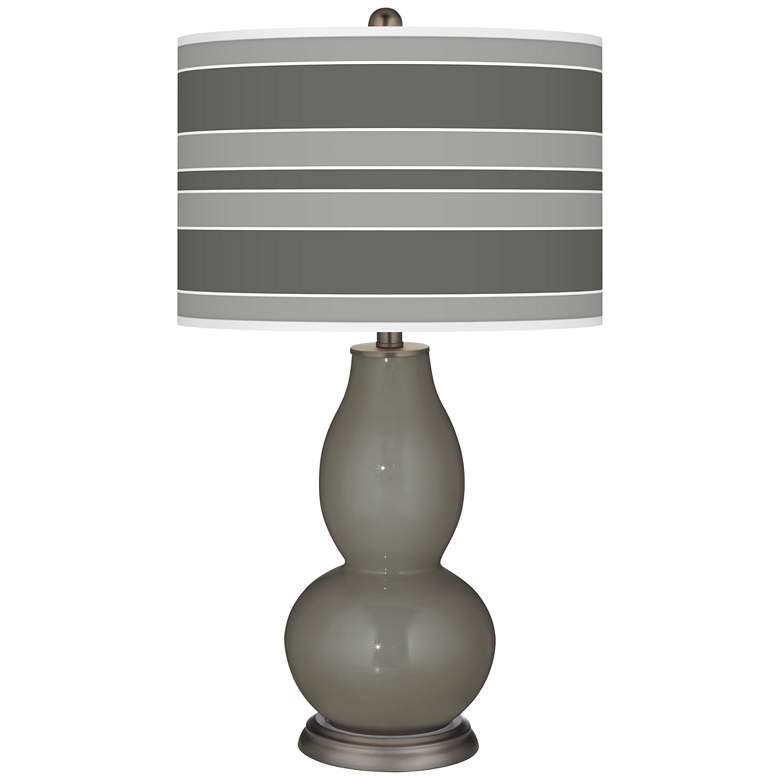 Image 1 Color Plus Double Gourd 29 1/2" Bold Stripe Gauntlet Gray Table Lamp