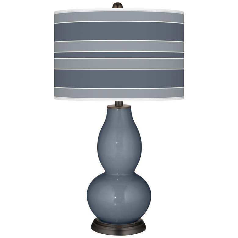 Image 1 Color Plus Double Gourd 29 1/2" Bold Stripe Granite Peak Gray Lamp