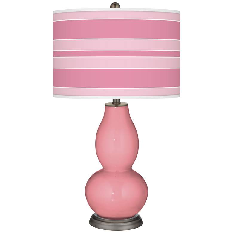 Image 1 Color Plus Double Gourd 29 1/2 inch Bold Stripe Haute Pink Table Lamp