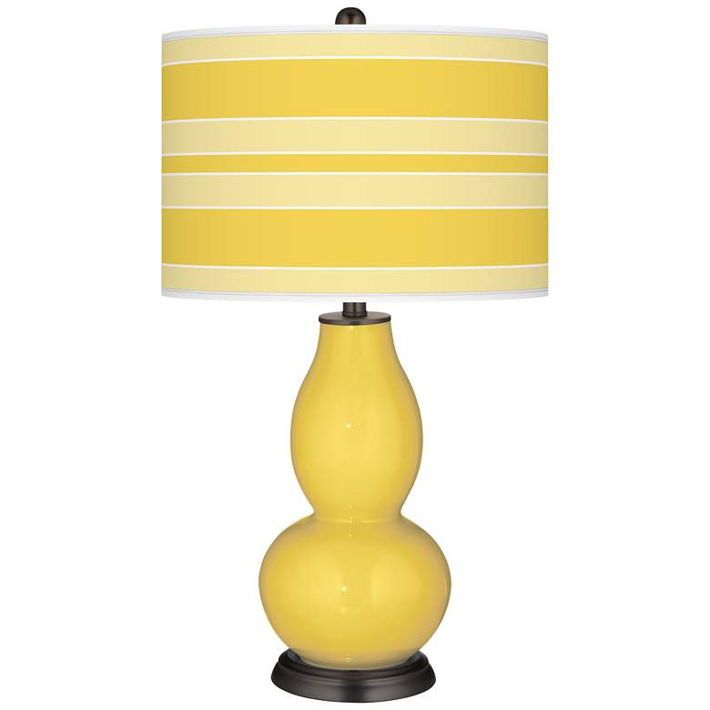 Image 1 Color Plus Double Gourd 29 1/2" Bold Stripe Lemon Zest Yellow Lamp