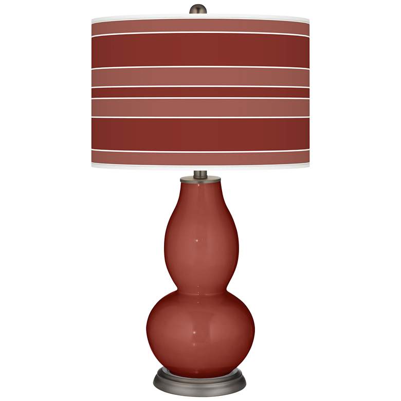 Image 1 Color Plus Double Gourd 29 1/2" Bold Stripe Madeira Red Table Lamp